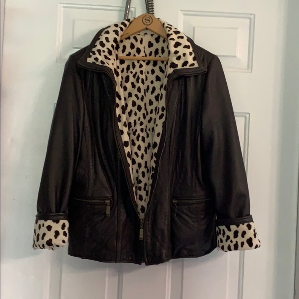 Brown double-sided leather jacket.
